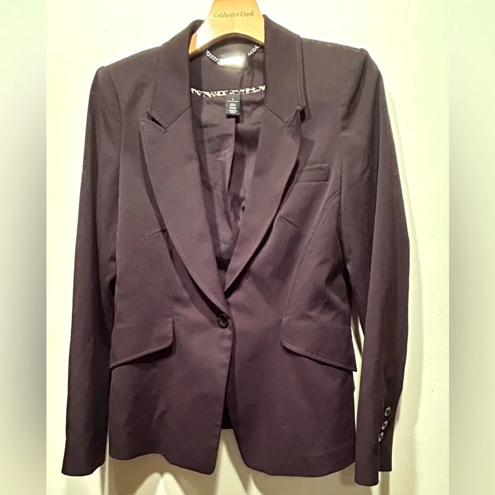 White House Black Market Black Fitted Blazer Jacket Size 6 S Classic